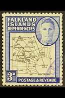 1946-9 3d Black & Blue, EXTRA ISLAND FLAW On Thick & Coarse Map Issue, SG G4aa, Very Fine Used. For More Images, Please  - Falkland Islands