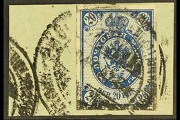 1901-05 20p Blue IMPERF Variety Facit 58 I V1 (as SG 164, Michel 58), Fine Used On Piece, Fresh & Scarce. For More Image - Altri & Non Classificati