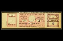 PARCEL POSTS FOR PARIS 1919 40c On 30c+ Rose, Se-tenant Strip Of 3, Maury 45, Fine "mint" Part Og. For More Images, Plea - Autres & Non Classés