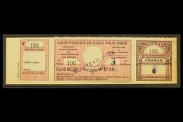 PARCEL POSTS FOR PARIS 1919 40c On 30c+ Rose, Se-tenant Strip Of 3, Maury 45, Fine "mint" Part Og. For More Images, Plea - Andere & Zonder Classificatie