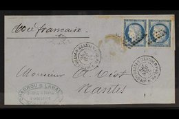 GUADELOUPE 1876 (27 June) Entire To Nantes (France) Bearing 1872-77 25c Blue Pair (Yvert 23) With Four Margins, Tied By  - Autres & Non Classés