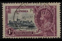 1935 SILVER JUBILEE VARIETY 1s Slate & Purple "EXTRA FLAGSTAFF" Variety, SG 146a, Fine Cds Used For More Images, Please  - Gambie (...-1964)