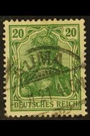 1920-21 20pf Dunkleblaugrun Germania, Michel 143c, Fine Used With Fully Dated Cds Cancel, Shade Identified & Expertized  - Autres & Non Classés