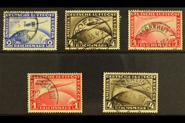 1928-33 ZEPPELIN USED GROUP On A Stock Card, Inc 1928 2m Blue & 4m Sepia, 1931 1m Carmine, 1933 Chicago Exhibition 1m Ca - Altri & Non Classificati