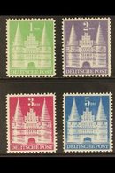 BRITISH AND AMERICAN ZONES 1948-50 Buildings 1dm, 2dm, 3dm, And 5dm Top Values, Perf 11, Type I, Michel 97 Iwg/100 Iwg O - Other & Unclassified