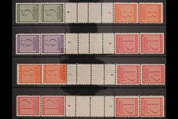 RUSSIAN ZONE WEST SAXONY 1945 (Oct) Numerals Vertical SE-TENANT GUTTER PERF STRIPS Of 4, Michel SK Zd 5/8, Never Hinged  - Autres & Non Classés