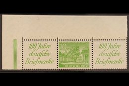 1949 Label+10pf+label Buildings Horizontal SE-TENANT STRIP, Michel W10, Superb Never Hinged Mint Top Left Corner Example - Altri & Non Classificati