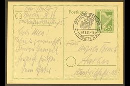 POSTAL STATIONERY 1951 10pf+5p Olive-green Philharmonic Orchestra Special Postcard, Michel P 23 I, Very Fine Used, Fresh - Autres & Non Classés