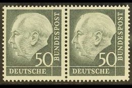 1954-61 50pf Slate-black Heuss (Michel 189x, SG 1115), Never Hinged Mint HORIZONTAL PAIR, Very Fresh. (2 Stamps) For Mor - Altri & Non Classificati