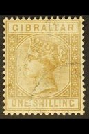 1886-87 1s Bistre, SG 14, Very Lightly Used For More Images, Please Visit Http://www.sandafayre.com/itemdetails.aspx?s=6 - Gibraltar