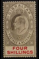 1906-11 KEVII 4s Black & Carmine, SG 73, Very Fine Mint. For More Images, Please Visit Http://www.sandafayre.com/itemdet - Gibraltar
