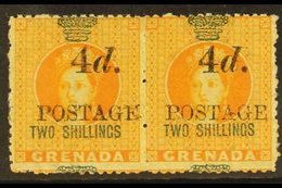 1888 4d On 2s Orange, 5mm Spacing, SG 42, Scarce Mint Pair. For More Images, Please Visit Http://www.sandafayre.com/item - Grenada (...-1974)