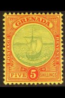 1908-11 5s Green And Red On Yellow "Badge Of The Colony", SG 88, Very Fine Mint. For More Images, Please Visit Http://ww - Grenada (...-1974)