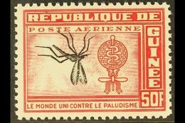 1962 INVERTED CENTRE. 50f Carmine-rose & Black Malaria Eradication With INVERTED CENTRE (MOSQUITO) Variety (as Scott C30 - República De Guinea (1958-...)