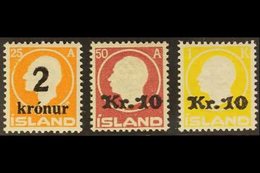 1924 Jon Sigursson And Frederik VIII Heads Surcharged, Fac. 121/3, Very Fine Mint. (3 Stamps) For More Images, Please Vi - Altri & Non Classificati
