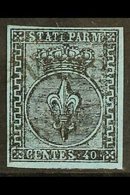 PARMA 1852 40c Black On Blue, Sass 5, Superb Used With Good Margins All Round And Neat 2 Line Cancel. Diena Cert. Cat Sa - Non Classificati