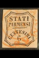 PARMA NEWSPAPER STAMPS 1853 6c Bright Rose, Sass 1, Superb Used With Huge Margins And Neat Red Cancel. Cat €800 (£710) F - Non Classificati