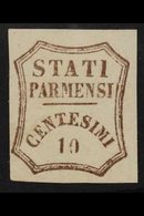 PARMA PROVISIONAL GOVERNMENT 1859 10c Brown (Sassone 14, SG 29), Fine Mint, Four Clear To Large Margins, Expertized Schl - Non Classificati