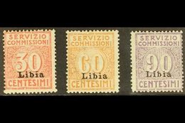 LIBYA SERVIZIO COMMISSIONI 1915 Overprints Complete Set, Sassone 1/3, Fine Mint. (3 Stamps) For More Images, Please Visi - Other & Unclassified