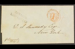 1850 JAMAICA SHIP LETTER (April) Outer Wrapper To New York, "Pr Crescent City", Showing Good JAMAICA/SHIP LETTER, Red Ki - Giamaica (...-1961)