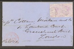 1878 (Aug) Envelope Large Part Front & Back To London, Bearing 6d Pair Tied A60 Cancels, Ocho Rios Cds Alongside And On  - Jamaica (...-1961)