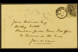 1878 (June 1) Attractive Incoming Cover To Jamaica Bearing GB 6d Grey (SG 147), Plate 15, Tied By Neat London W Duplex,  - Jamaïque (...-1961)