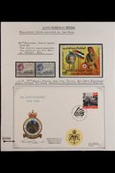 1994 KING HUSSEIN SIGNED An Exhibition Page Bearing A Couple Of Stamps, A Miniature Sheet & A 1994 Illustrated 75th Anni - Jordania