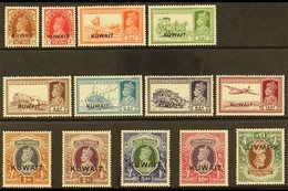 1939 KGVI Opt'd "Kuwait" Definitive Set, SG 36/51w, Fine Mint, 15r With Inverted Watermark & Light Gum Bend (13 Stamps)  - Kuwait