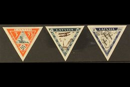 1933 Wounded Latvian Airmen Fund (first Issue), Complete Triangular Imperf Set, SG 240B/242B Or Michel 225B/227B, Never  - Letonia
