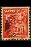 1938 1½d Scarlet, Variety "Broken Cross", SG 220a, Very Fine Used. RPS Cert. For More Images, Please Visit Http://www.sa - Malte (...-1964)
