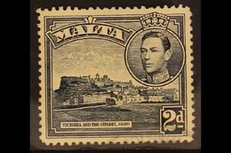 1938 2d Slate Black, Variety "Extra Windows", SG 221a, Very Fine Used. Unpriced SG. RPS Cert. For More Images, Please Vi - Malta (...-1964)