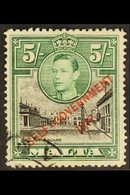 1948-53 5s Black & Green Overprint With 'NT' JOINED Variety, SG 247a, Used. For More Images, Please Visit Http://www.san - Malta (...-1964)