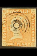 1848-59 1d Dull Vermilion Intermediate Impression (position 10), SG 11, Used With 4 Small Margins & Light Concentric- Ri - Maurice (...-1967)