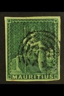 1858 4d) Green, SG 27, Very Fine Used With Good Even Margins All Round, Intense Colour And Neat Concentric Circle Cancel - Mauritius (...-1967)