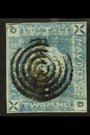 1859 2d Blue LAPIROT, Early Impression, Plate 8, SG 37, Good Used With Three Clear Margins And Neat Target Cancel, Just  - Mauritius (...-1967)