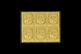 1921 2c Purple On Yellow, Wmk Script, Variety "Wmk Inverted", SG 207w, Never Hinged Mint, Block Of 6. For More Images, P - Maurice (...-1967)