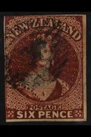 1864 6d Red-brown "Chalon", Wmk NZ, SG 99, Imperf, Brushing At Top Left & Bottom Left, Fine Used With Good Colour. For M - Altri & Non Classificati