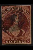 1864 6d Red-brown "Chalon", Wmk NZ, SG 99, Imperf, Brushing At Top Left & Bottom Left, Fine Used With Good Colour. For M - Sonstige & Ohne Zuordnung