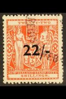 POSTAL FISCAL 1940-58 "22/-" On 22s Scarlet Surcharge, SG F216, Fine Used With Part Registered Cds Cancel, Fresh. For Mo - Other & Unclassified