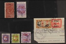REVENUES FINE PAID Small Group Incl. 1867 Red-brown & Blue (no Value Expressed), 1922 QV 3s, 1922 KGV 4d, 9d & 3s, 1935  - Otros & Sin Clasificación