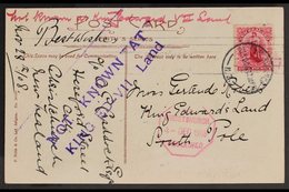 VICTORIA LAND British Antarctic Expedition 1907-09 - Incoming Picture Postcard, Posted 28th November 1908, Franked 1d Un - Otros & Sin Clasificación