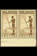 1952 £1 Deep Brown, SG 15, Lower Marginal Horizontal Pair With Partial Imprint, Never Hinged Mint. For More Images, Plea - Papouasie-Nouvelle-Guinée