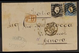 1873 (25 Dec) Cover Addressed To Italy, Bearing 1870-76 5r Black & 120r Blue King Luis Stamps (faults) Tied By "1" Numer - Autres & Non Classés