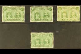 1910 ½d Green Shades, 4 Different "Double Heads", SG 119 - 122, Fine To Very Fine Mint. (4 Stamps) For More Images, Plea - Autres & Non Classés