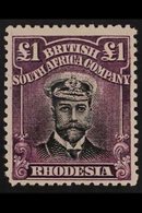 1913-19 £1 Black And Purple Head Die II, Perf 14, SG 242, Very Fine Mint. For More Images, Please Visit Http://www.sanda - Other & Unclassified