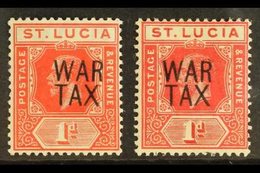 1916 (June) 1d Scarlet & 1d Carmine-red "War Tax" Overprints Both Listed Shades, SG 89 & 89b, Very Fine Mint, Fresh. (2  - St.Lucia (...-1978)