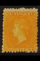 1869 4d Yellow, No Wmk, P 11 To 12½, SG 12, Mint With Large Part OG, Signed Raybauldi. For More Images, Please Visit Htt - St.Vincent (...-1979)