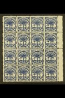 1886-1900 4d Deep Blue Palm Trees Watermark Type W 4b Perf 11, SG 61a, Never Hinged Mint Block Of 16 (4x4) With Gutter A - Samoa (Staat)