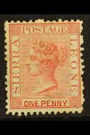 1872-73 1d Rose-red WATERMARK CROWN TO LEFT Variety, SG 7w, Unused No Gum, Small Faults, Fresh Colour. For More Images,  - Sierra Leone (...-1960)