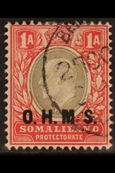 OFFICIAL 1904-05 1a Grey-black & Carmine, "O.H.M.S." Ovpt With NO STOP AFTER "M" Variety, SG O11a, Very Fine Used. For M - Somaliland (Protectoraat ...-1959)